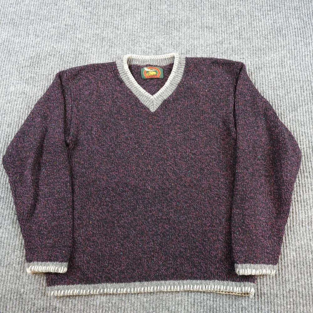Alps Sweater Womens Small Purple Tight Knit V Neck Pullover Cozy Warm Winter